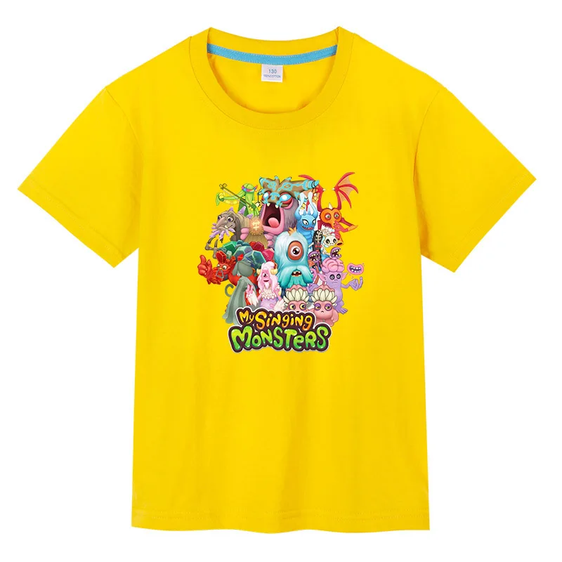 Kaus anak-anak My singing monster kaus lengan pendek anak perempuan anak laki-laki katun 100% baju kasual anak-anak musim panas atasan rompi uniseks