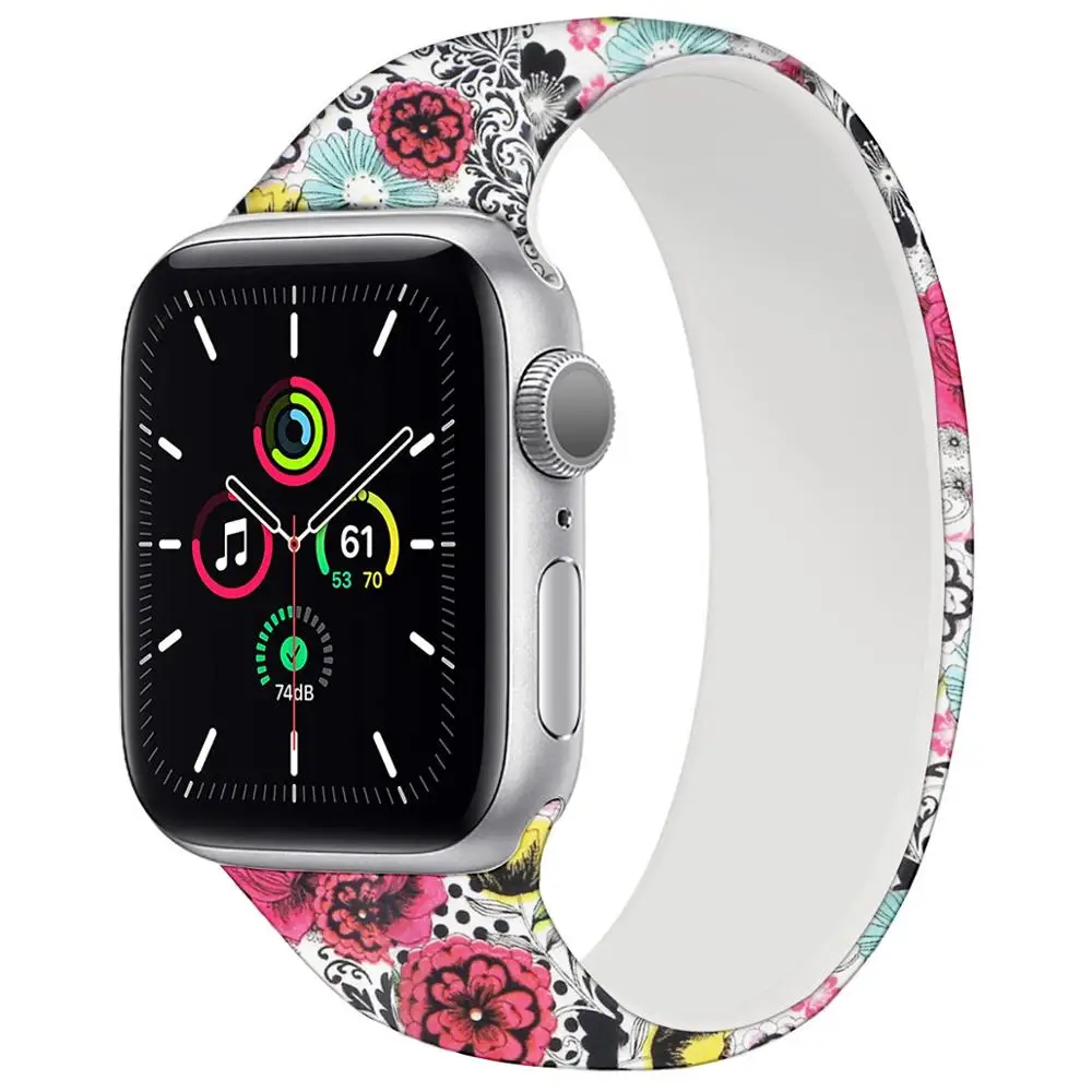 Solo Loop Strap For Apple Watch Band 44mm 40mm 45mm 41mm 42mm 38mm Printed Silicone watchbad bracelet iWatch 5/4/3/SE/6/7