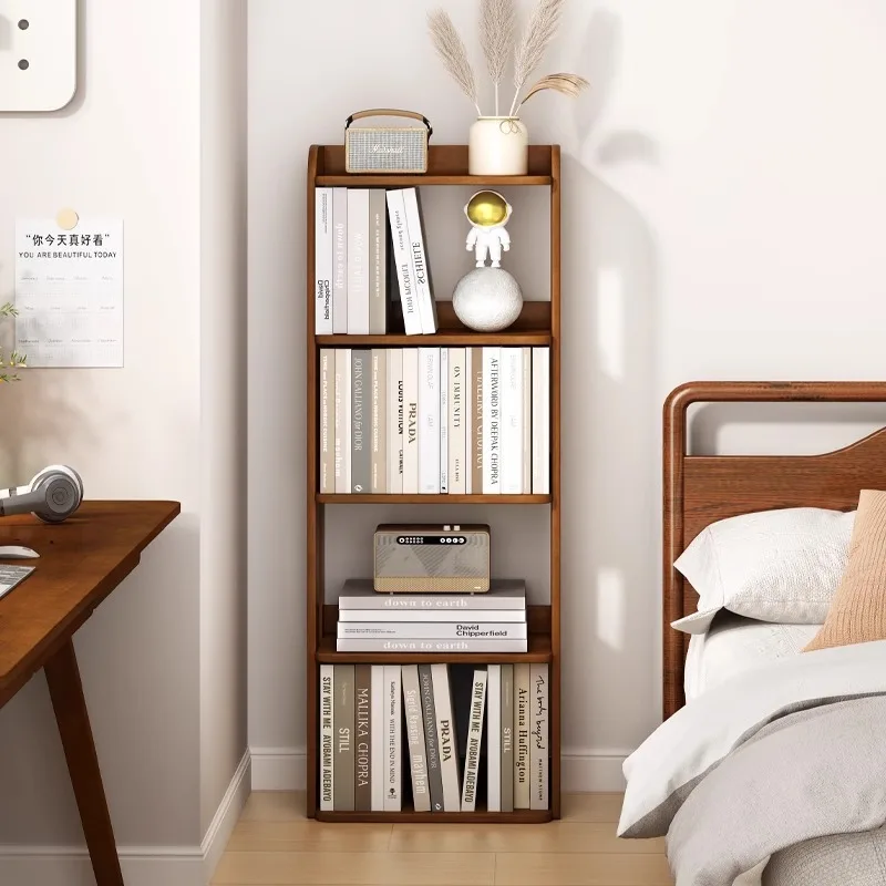 AOLIVIYA Solid Wood Corner Bookcase Cabinet Library Shelves Desk Bookshelf Floor Storage Rack Living Room Display Organizer