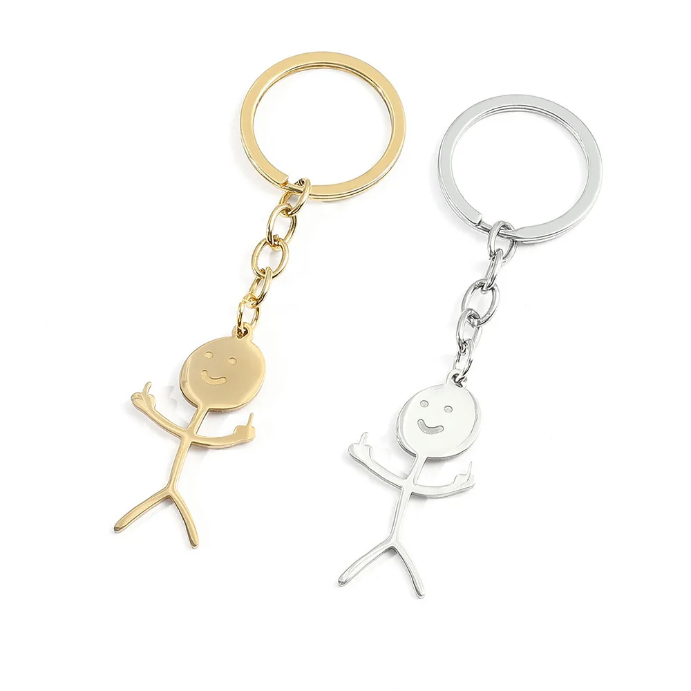 Fun Match People Keychain Creative Car Keyrings Middle Finger Lovers Key Chain New Bag Pendant Couple'S Gifts