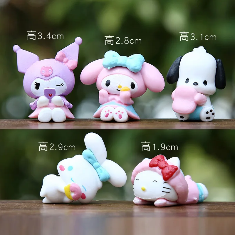 5 pz Kawaii Sanrio Anime Figura Melody Cinnamoroll Pachacco Kuromi Doll Action Figures Torta Decorare Giocattoli Regali per I Bambini