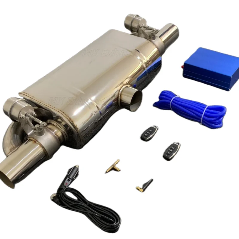 Universal Exhaust Pipe 63mm 2.5 Inch Outlet Vacuum Pump Controller Valved Muffler Remote Control Stainless Steel  T Shape