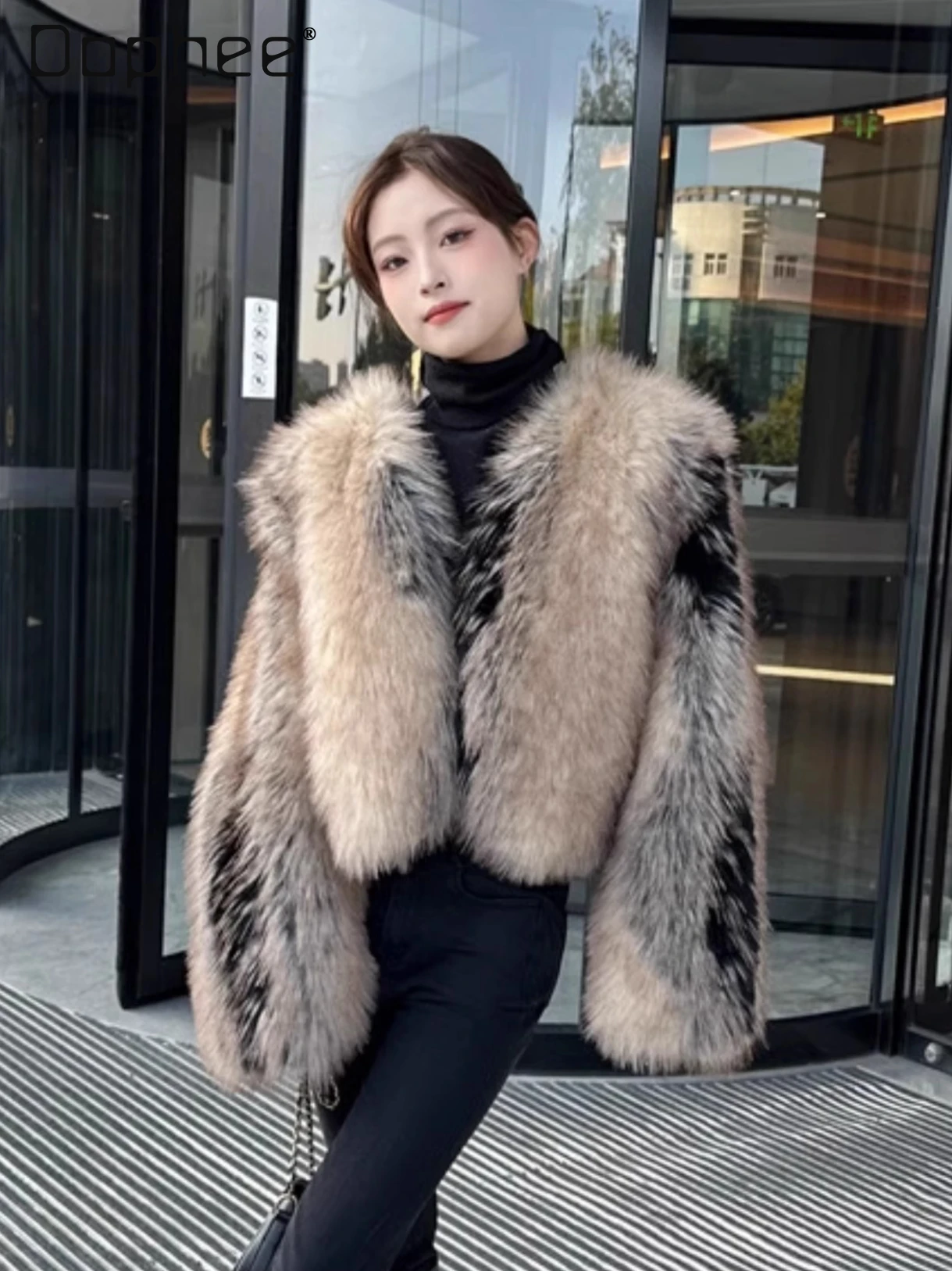 

Fashion Trend Eco-Friendly Fox Fur Coat for Women Short Winter New High-End Street Thickened Warm Coat Female Socialite Faux Fur