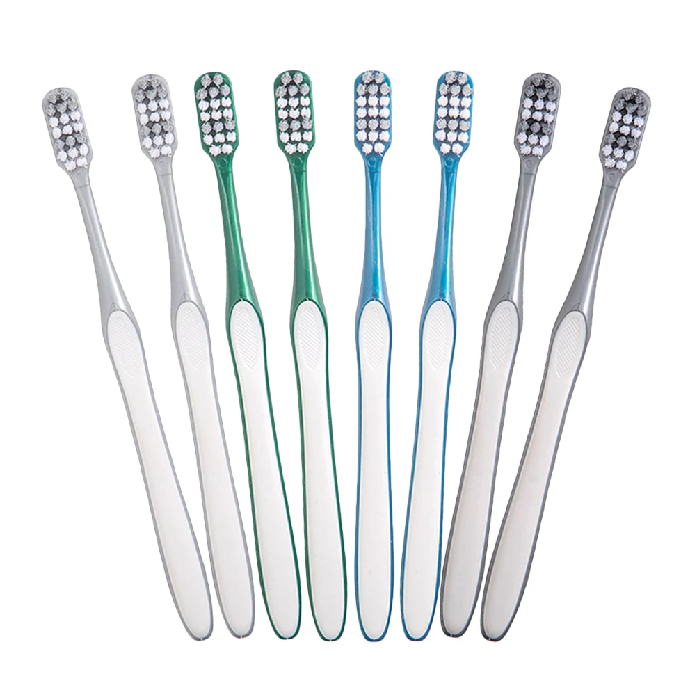 8 stuks harde tandenborstels voor mannen, handmatige reiniging, lichtgewicht, draagbare reishandheld, tandenborstels met grote kop voor het verwijderen van tandenvlekken