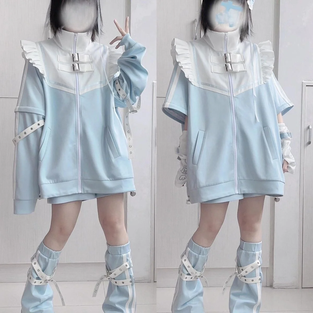 

Мягкая толстовка-куртка с длинными рукавами и крыльями ангела в стиле Kawaii, с имитацией биоритма, со съемными рукавами, в уличном стиле