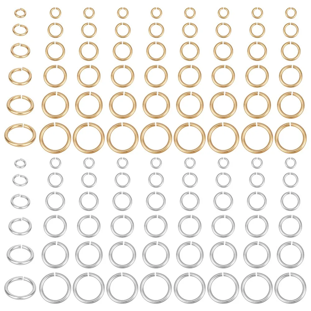 240pcs 12 Styles Brass Jump Rings 925 Sterling Silver 24k Gold Plate Open Jump Rings Necklace Connection Jewelry Clasps