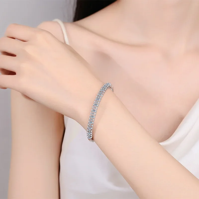 

18K gold inlaid diamond bracelet, 2.1-carat moissanite bracelet, PT950 platinum bracelet, minimalist, high-end design bracelet