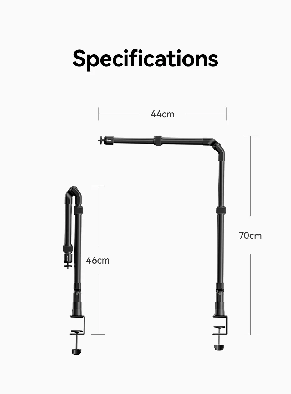 Ulanzi zj02 kamera schreibtisch halterung mit halte arm 4,8 cm c-klemme flexible verstellung verlängern bis 65cm arm für stillleben fotografie – Detail 10
