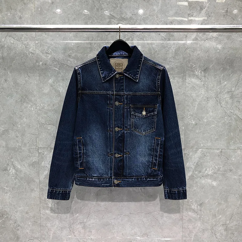 Denim Jacket Men\'s Retro Pure Cotton Distressed Washed Streetwear Tooling Jacket Korean Version Trendy High Quality Fashion Coat