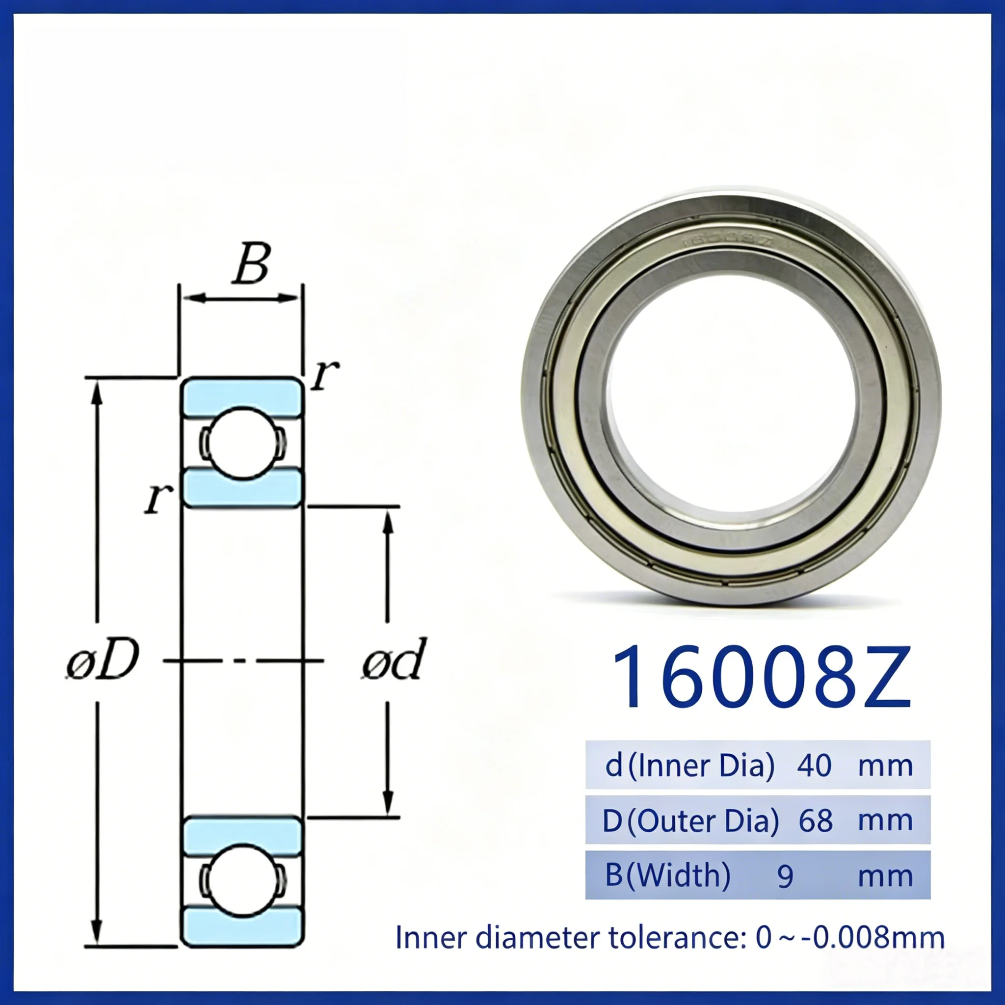 High-speed Precision Bearing, Model 16100 16001 16002 16003 16004 16005 16006 16007 16008 Z/RS