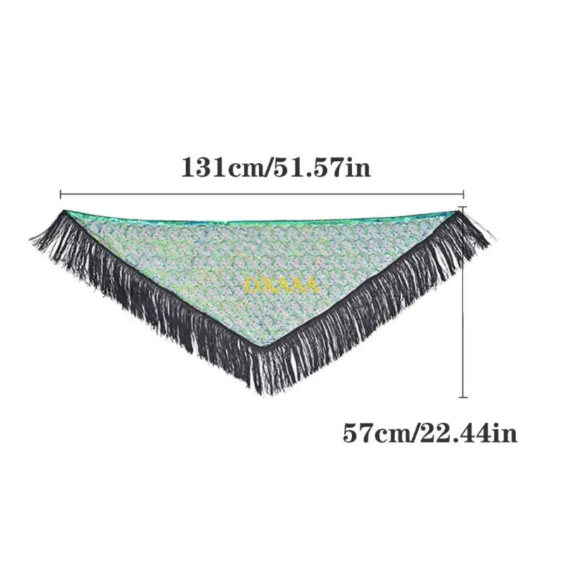 DXAA 조정 가능한 드리 워진 삼각형 스카프 댄스 의상 및 연극 쇼를위한 빛나는 허리 액세서리