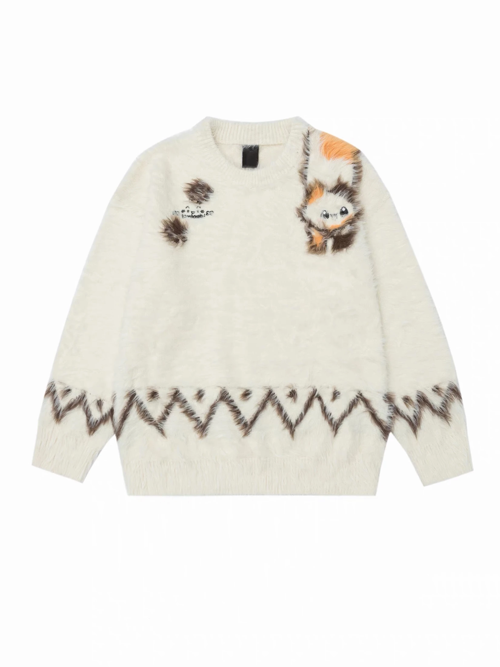 

American Retro Fair Isle Pattern Knitted Sweater Thi Casual Loose Fit ex Autumn Winter Warm Leisure Faion