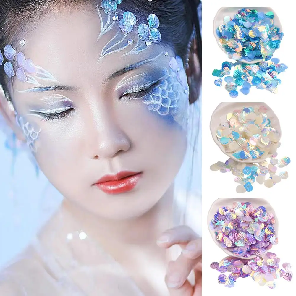 13mm Mermaid Flake Glitter Powder Fish Scales Eye Makeup Sequins Eye Corner Stickers Shell Sequins Face Shinny Gel Pigment