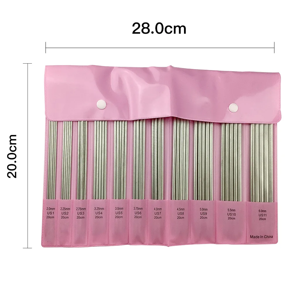 55PCS/1Set Sweater Needle Double Pointed Knitting Needles 7.87inch Stainless Knitting Needles Set Knitting Kit 2.5-6.0mm