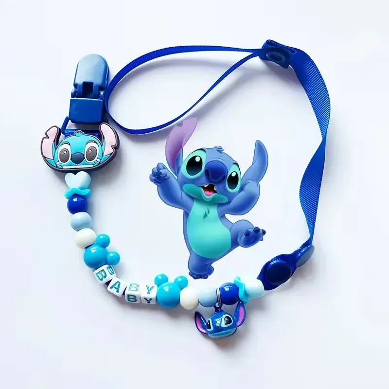 Stitch Mickey Mouse Pacifier Clip Hello Kitty Kawaii Cartoon Figure Miniso Baby Teether Chain Molar Toy Anti-drop Anti-lost Gift