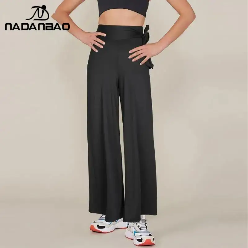 NADANBAO Lady Wide Leg Pants Women Loose Sporty Trousers Black Lace-Up Pants Fashion Casual Streetwear Summer Outfit