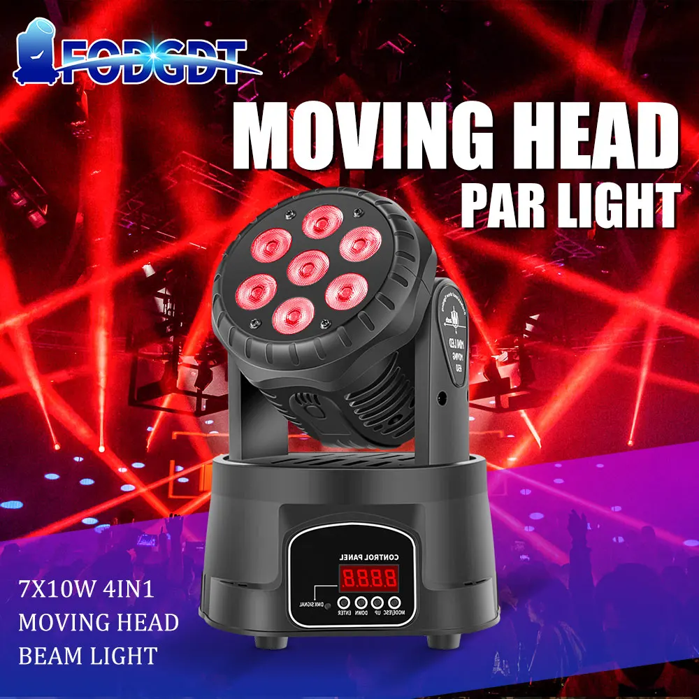 7X10W Moving Head Par Lights LED RGBW Full Color 4IN1 With Remote Control Stage Effect Lighting Wedding Light For DJ DISCO Party