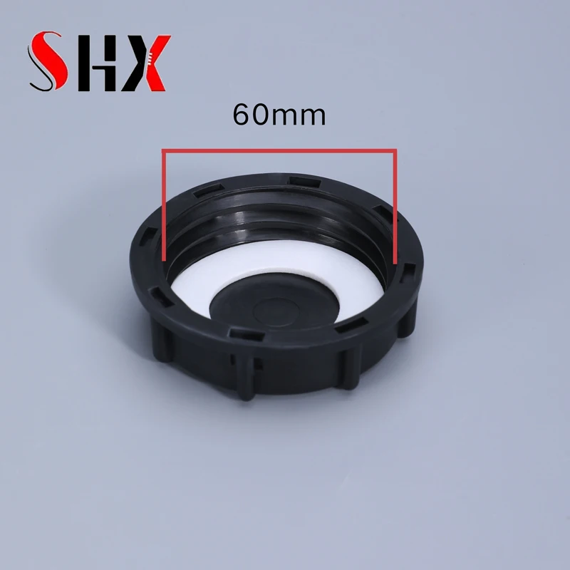 Black 60mm Coarse thread IBC water tank valve Lid With Gasket High quality Ton Barrel Valve Dust Cover