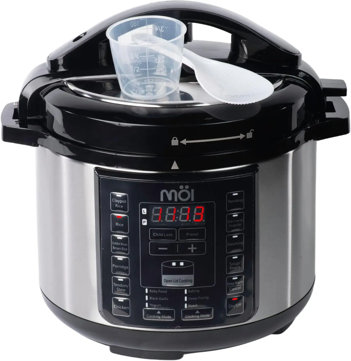 قدر الضغط الكهربائي - طنجرة الضغط الرقمية مع 12 إعدادًا للطهي، وعاء غير لاصق قابل للفصل مع غطاء من الفولاذ المقاوم للصدأ،