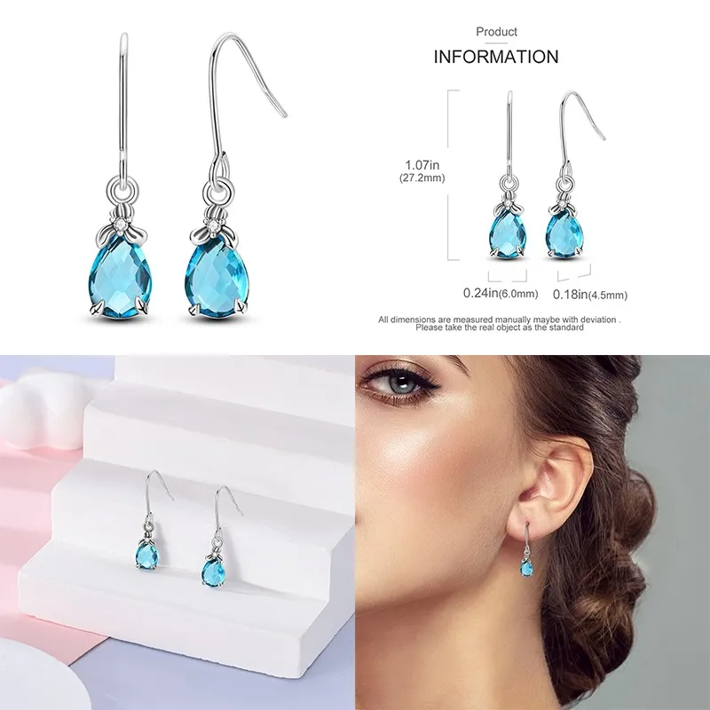 100% 925 Sterling Silver Cute Pet Oriole Tail Flower Zircon Women'S Earrings Suitable For Bride Engagement Valentine'S Day Gift