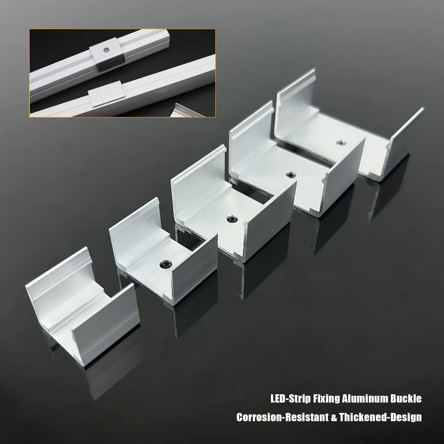 Heavy‑Duty Aluminium Fixing Clips, LED Neon Silicone Tube Holder Fastener, Mounting Buckle for WS2811 WS2812B LED Strip Lights