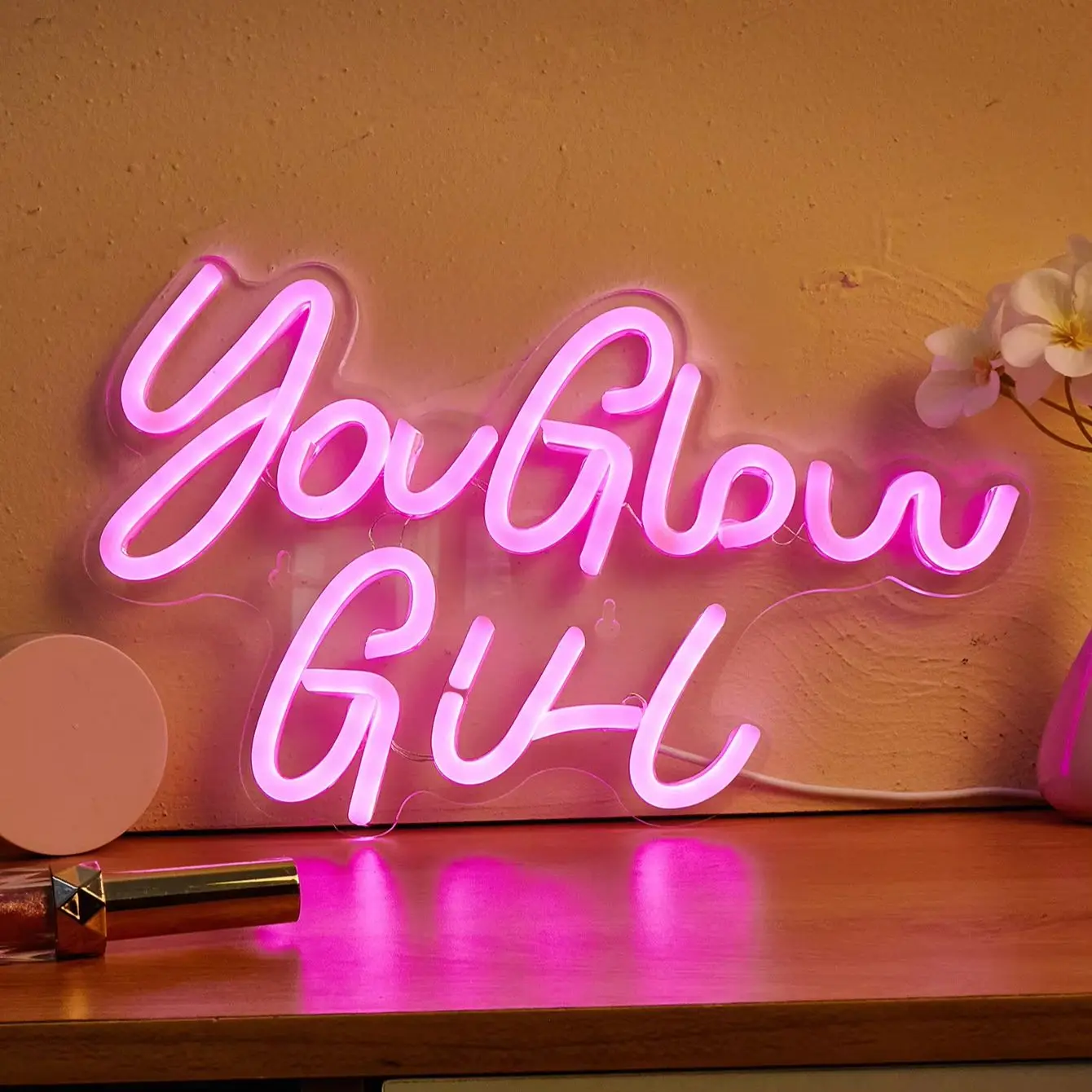 Chi-buy LED Neon You Glow Girl USB Powered Neon Signs Night Light 3D Wall Art Bedroom Living Room Decor Lamp Signs