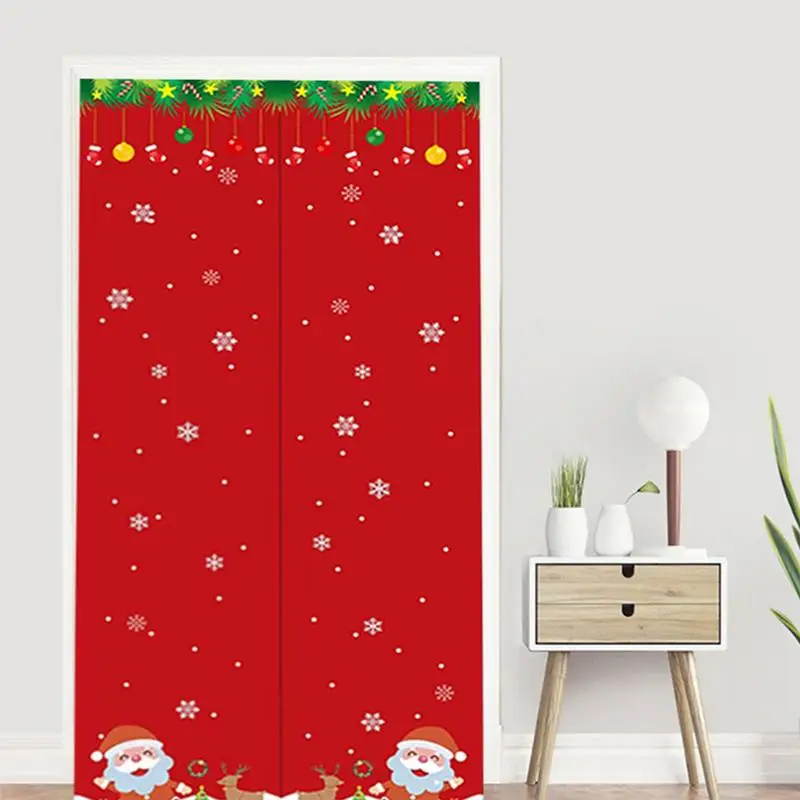 Christmas Door Curtains Sound Proof Curtains Magnetic 37x80 Inches Thicken Door Cover Blanket Screen Thermal Insulated Door