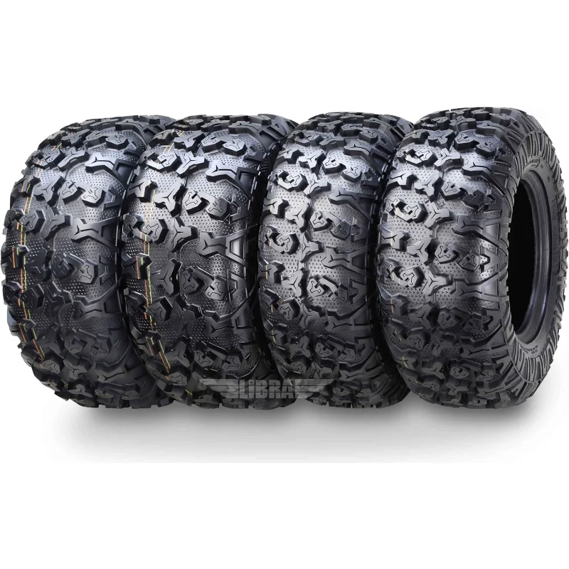 Conjunto Country gratuito de 4 pneus HD 8PR UTV ATV 25x8-12 dianteiros e 25x10-12 traseiros com talões laterais completos em destaque/protetor de punho...