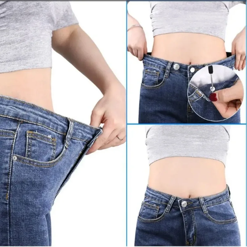 Pacote com 10 Botões para Jeans com Chave de Fenda, Acessórios de Costura para Calças, Fivela de Cintura 17mm, Botão Extensor de Cintura Sem Furo