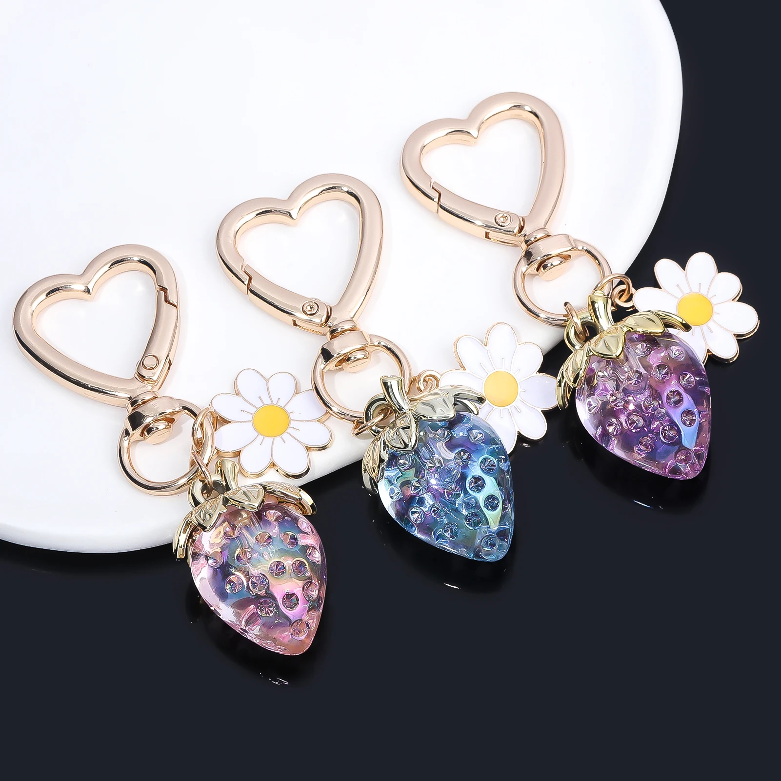 المرأة المفاتيح الكرز الفراولة التفاح قلادة حقيبة اكسسوارات الصيف الفواكه الكرز قلادة كيرينغ للنساء الرجال المجوهرات #5