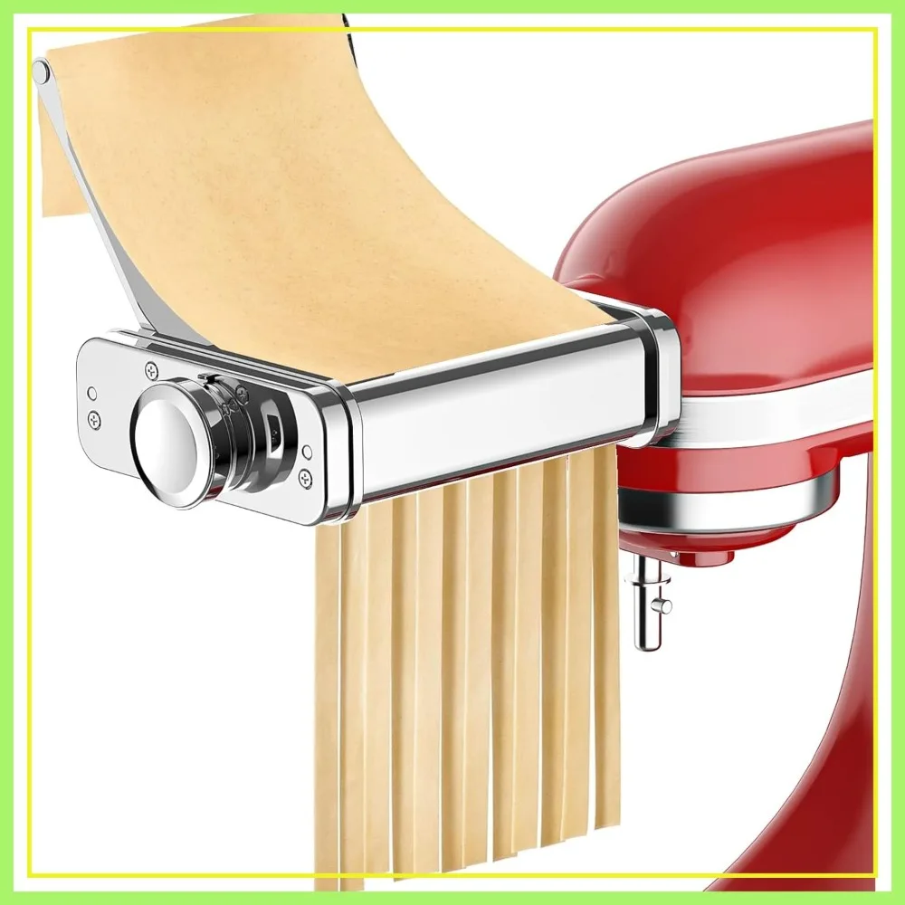 

3-in-1 Pasta Attachment for Stand Mixer, Stainless Steel Roller & Cutter Set for Homemade Pasta