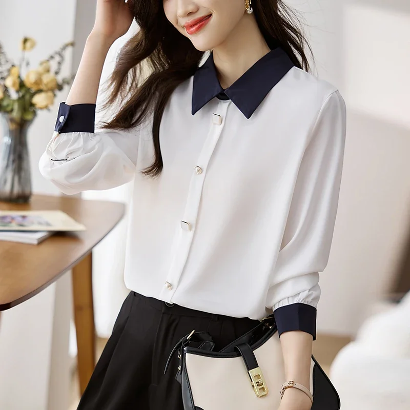 Fashion Turn Down Collar Women Shirt Long Sleeve Chiffon Shirt Blouse Women Tops Blouses Blusas Para Mujer Camisas Blusas M300