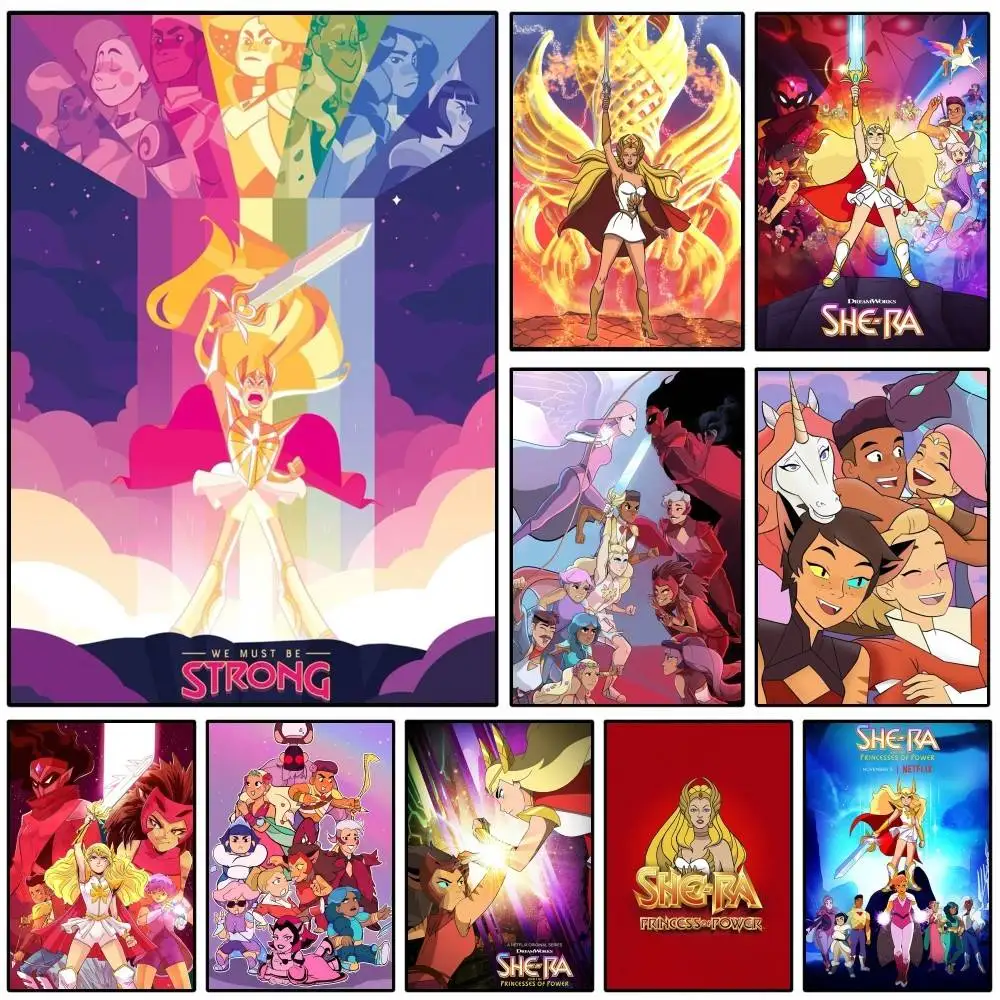 1 STÜCK She-Ra und die Prinzessinnen der Macht Poster Selbstklebende Kunst Wasserdichter Papieraufkleber Kaffeehaus Bar Zimmer Wanddekoration