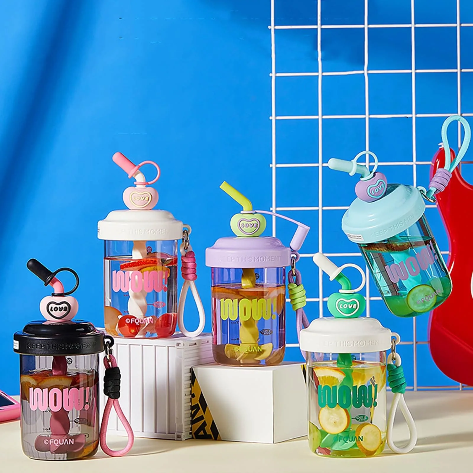 Frosted Bottle With Carry Handle For Travel Water Bottles With Straw Leak-Proof Bpa-Free Shaker Cups For Protein Shakese