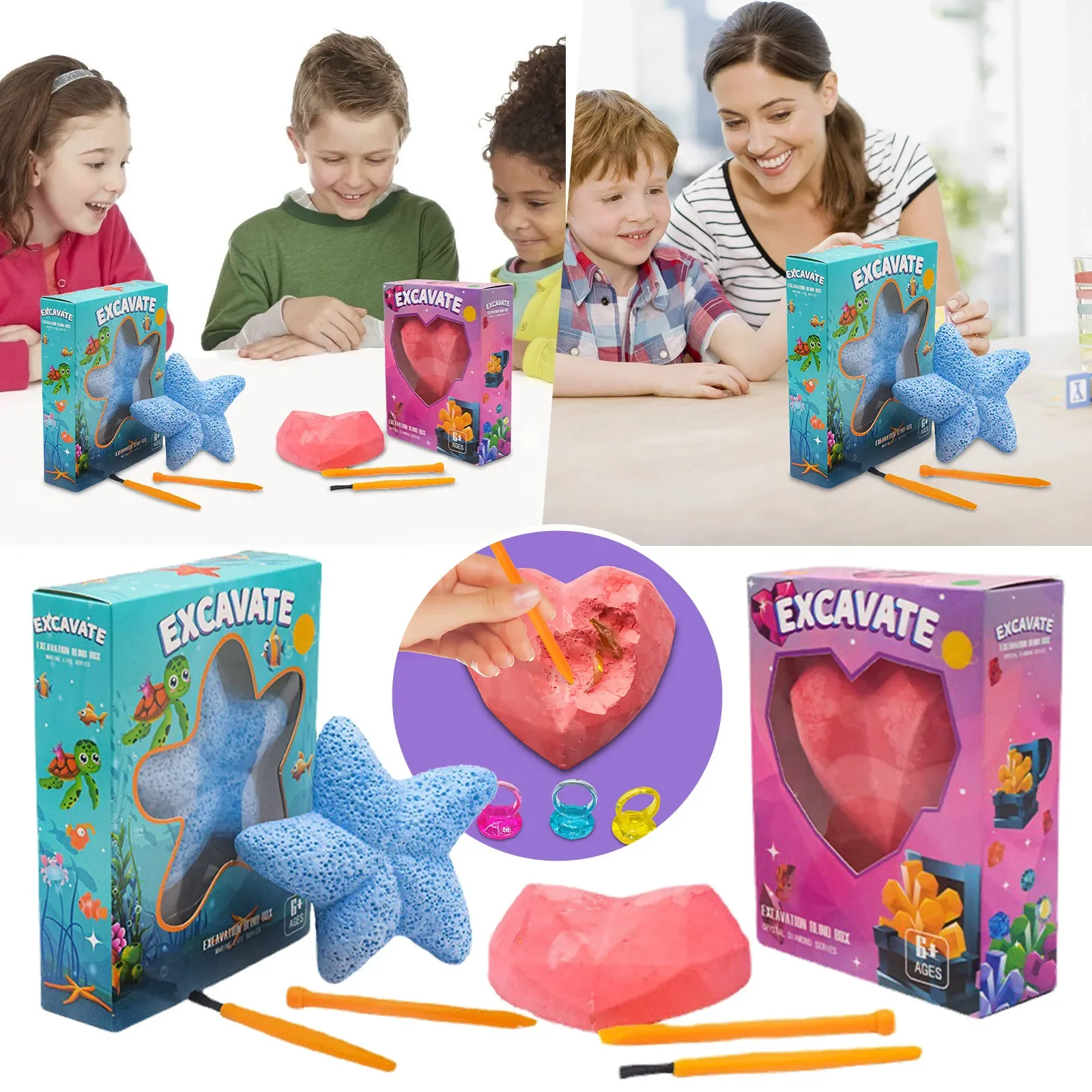 

Arts And Crafts for Kids 4-6 Bulk Love Digging Kit For Kids Gemstone Digs Kit Gem Mining Tool Excavate Gemstones Including STEM