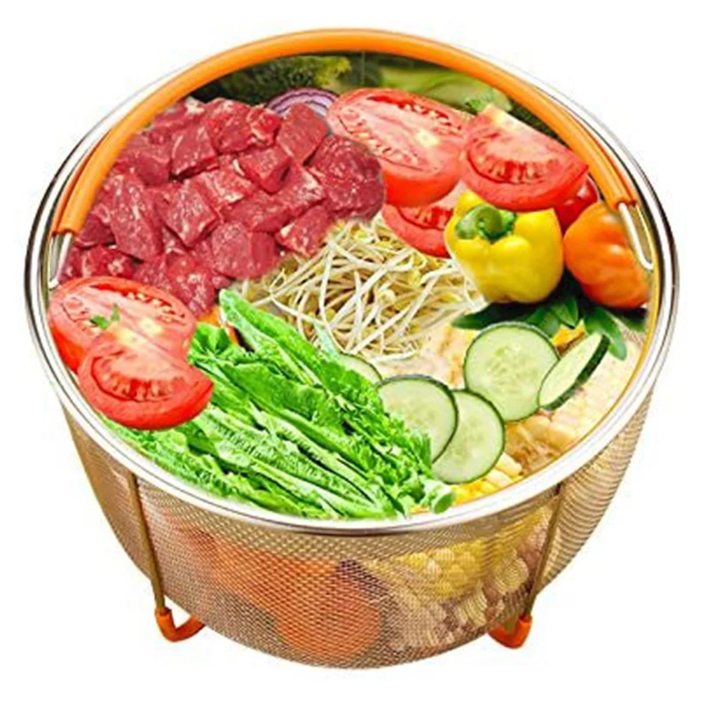 Aço inoxidável Steamer Basket Set,Instant-Pot Acessórios para Ninja Foodi, Panela de pressão e Multi Cooker,6Qt