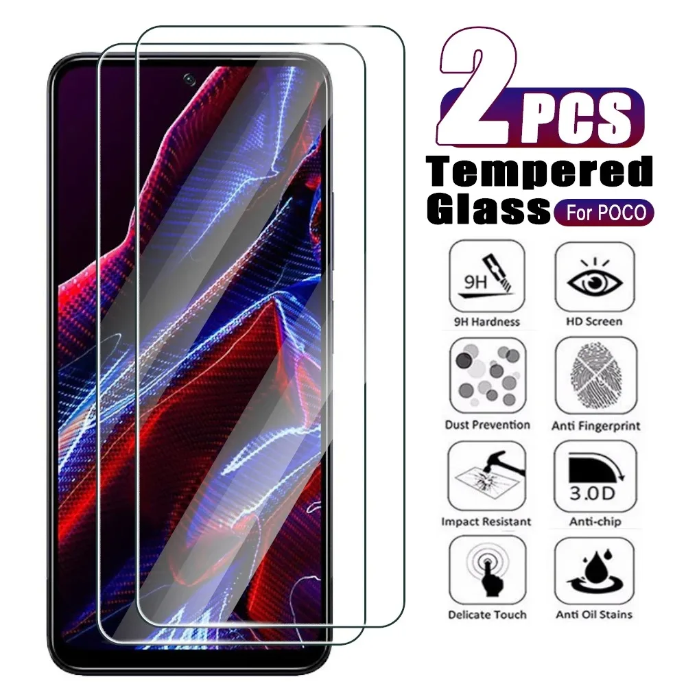 

2pcs Tempered Glass for Xiaomi Poco X7 X6 X5 X4 X3 Pro GT M7 M4 M5 M6 4G 5G M5s Screen Film on Poco C31 C40 C50 C55 C61 F7 F6 F5