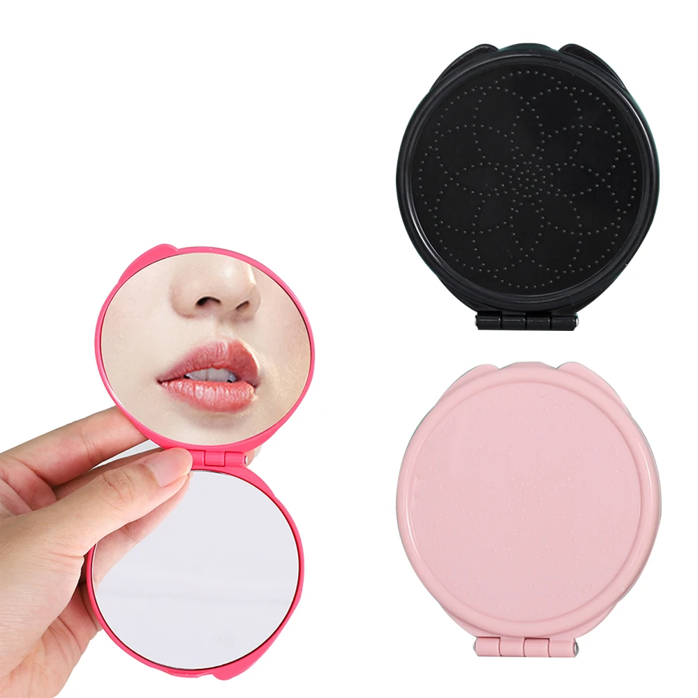 Mini miroir pliant portable pour femme, outil de beauté, poignée, double face, couvercle rabattable, maquillage