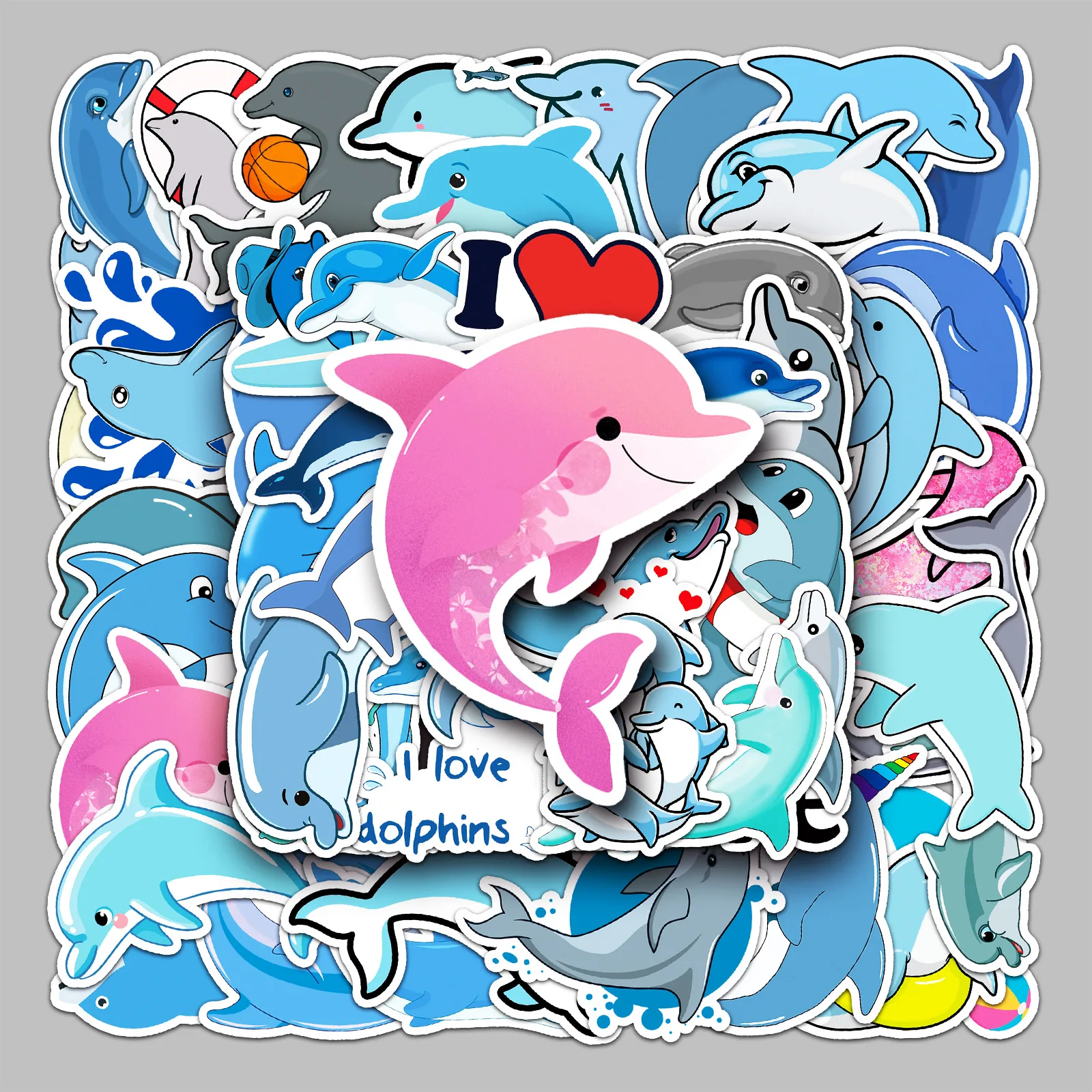 10/30/50PCS Cartoon Dolphin Animal Graffiti Sticker iPad Luggage Helmet Car  DIY Scrapbook Wall Sticker Toy Decoration Wholesale