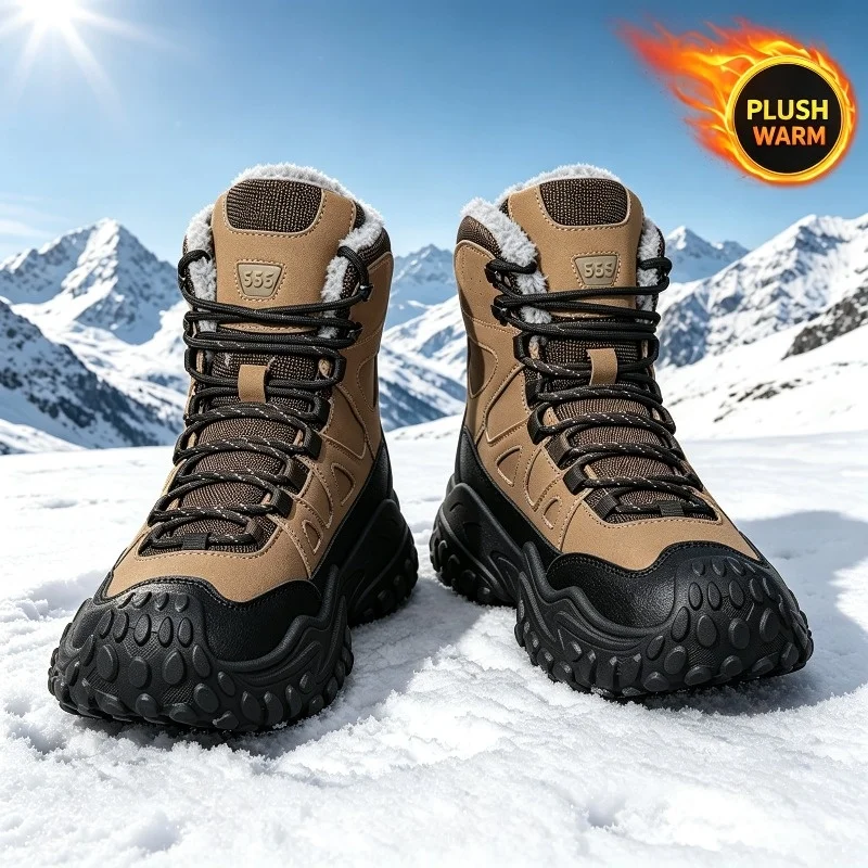 Men Warm Snow Boots Winter Cold Proof Soft Lining Durable For Outdoor Snow Daily Christmas Gift