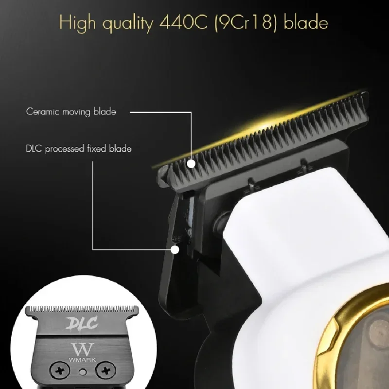 2025 WMARK 9213W Hair Clippers,9000 Magnetic Levitation Motor,DLC T-Blade Zero Gap Finishing Machine Charing Base