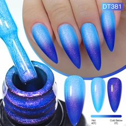 MEET ACROSS 7ml Auroras 열 젤 매니큐어 블루 샴페인 골드 그라디언트 젤 색상 변경 네일 아트 젤 바니시 매니큐어