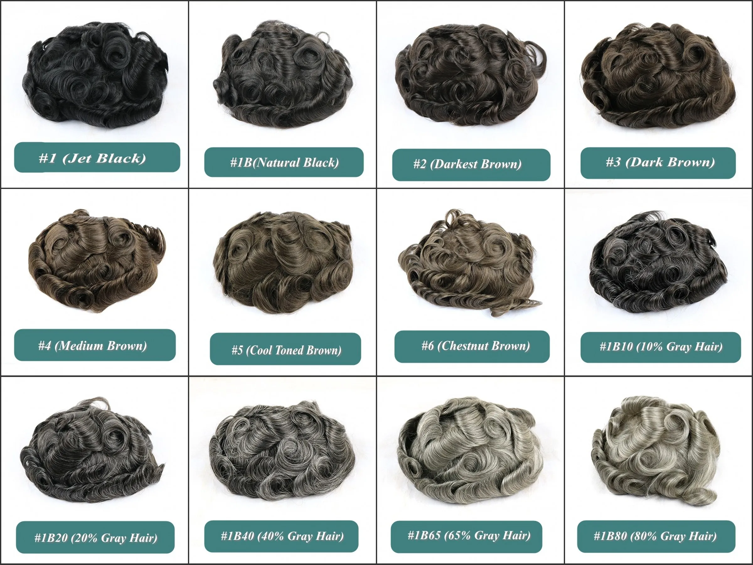 غير قابل للاكتشاف 1B80 رمادي فضي أسود شعر الإنسان الرجال الشعر المستعار الشعرية الاصطناعية سهلة التركيب كامل بولي Base قاعدة دائم الرجال الباروكات #2