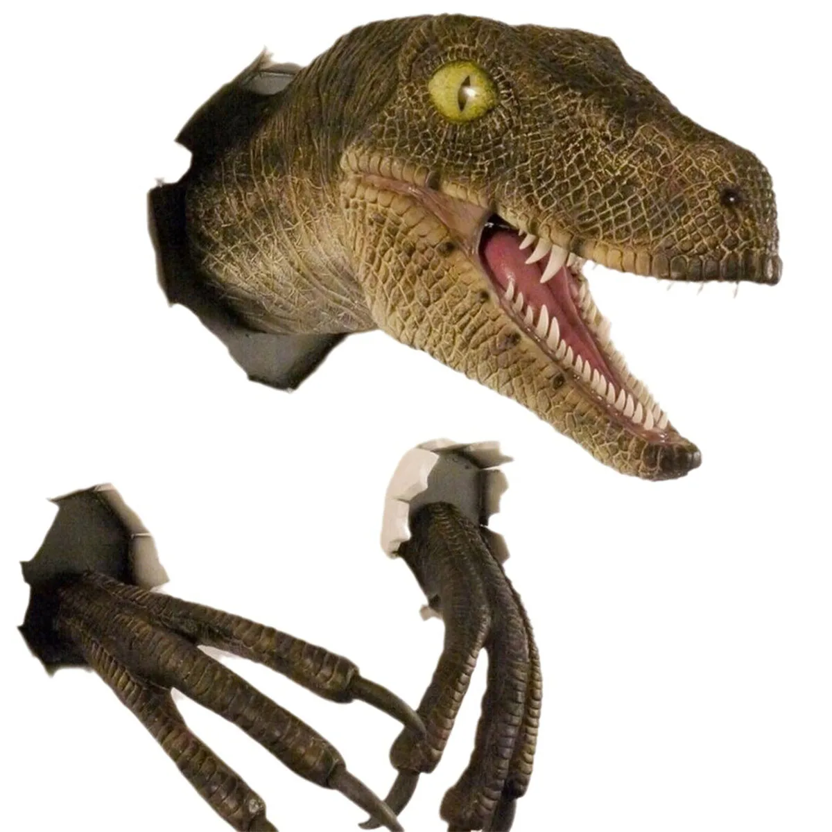 Dinosaur Wall Mounted Head Statue Bust Hanging Sculpture, Wall Art Sculpture for Home Decoration for Room, Bedroom, Corridors