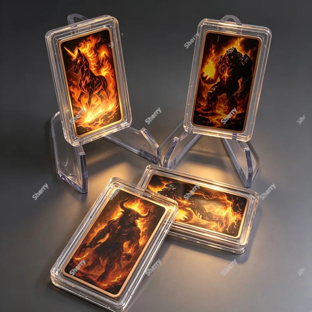 1 oz .999 Copper Bar Mystic Guardians of Fire Collectible Card Fantasy Fire Creatures Bull Dragon Unicorn Stone Golem Design