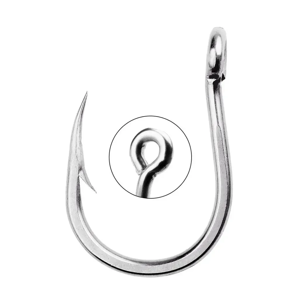 

50Pcs/pack Stainless Steel Fishing Hooks Set 1#-13# Fishhooks Jig Barbed With Hole For Saltwater Fish Accessories Pesca