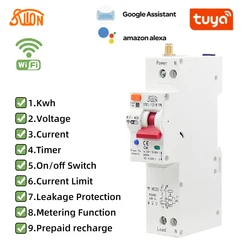 TUYA 1P monofase RCBO WIFI contatore di energia intelligente Kwh misurazione monitoraggio interruttore automatico relè timer con protezione dalle perdite40A