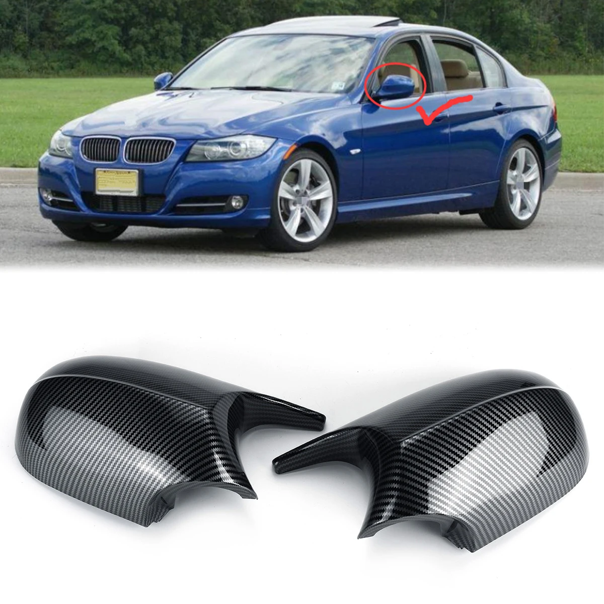 M3 Style ABS Rear View Mirror Cover Cap Shell For BMW E81 E82 E87 E88 E90 E91 E92 E93 2010-2013 LCI Model NOT FIT REAL M3