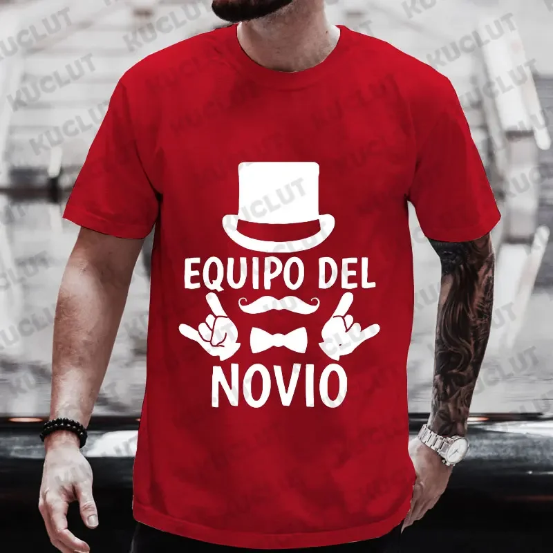 Spanish Team Groom Squad T-shirt Groomsman Best Man Tops Wedding Engaged Bachelor Stag Party Tees Male Single Farewell Tshirts