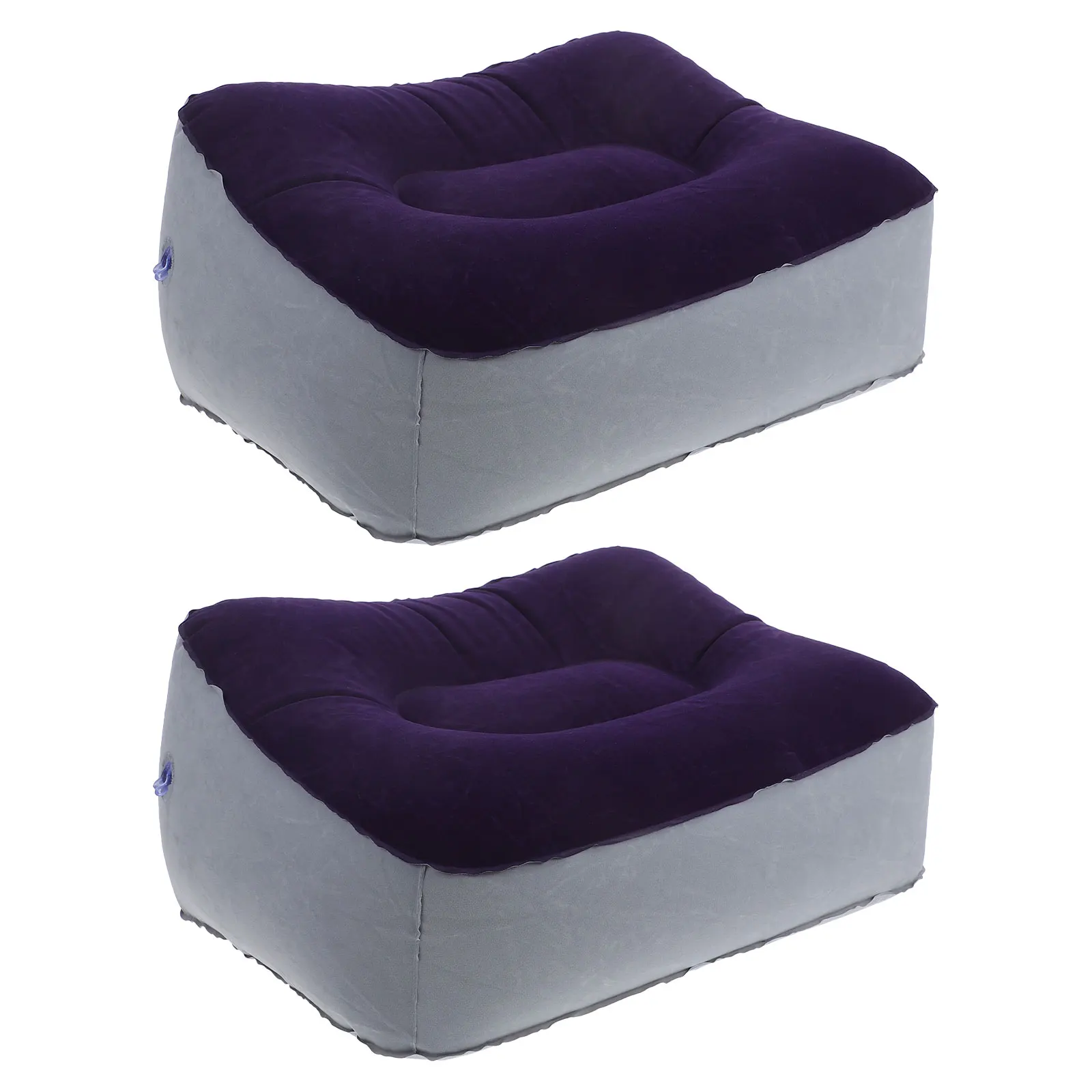

2 pcs Inflatable Foot Rest Cushion Flocking Pvc Comfortable Travel Pillow For Office Home Inflate Grey Blue